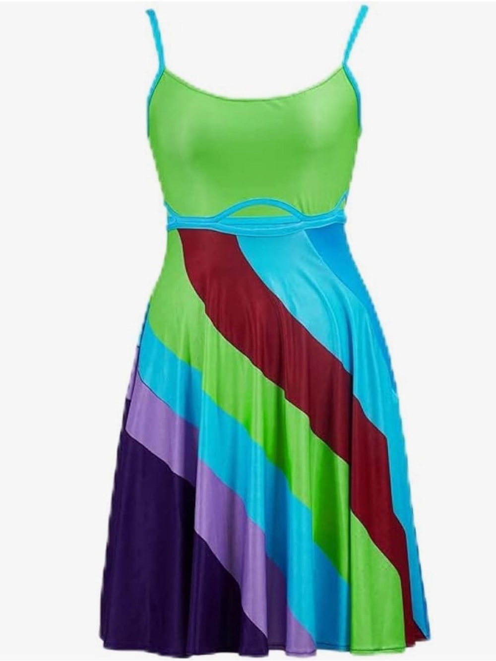 13 Going On 30 Jenna Cosplay Strappy Mini Dress - Green Multicolor